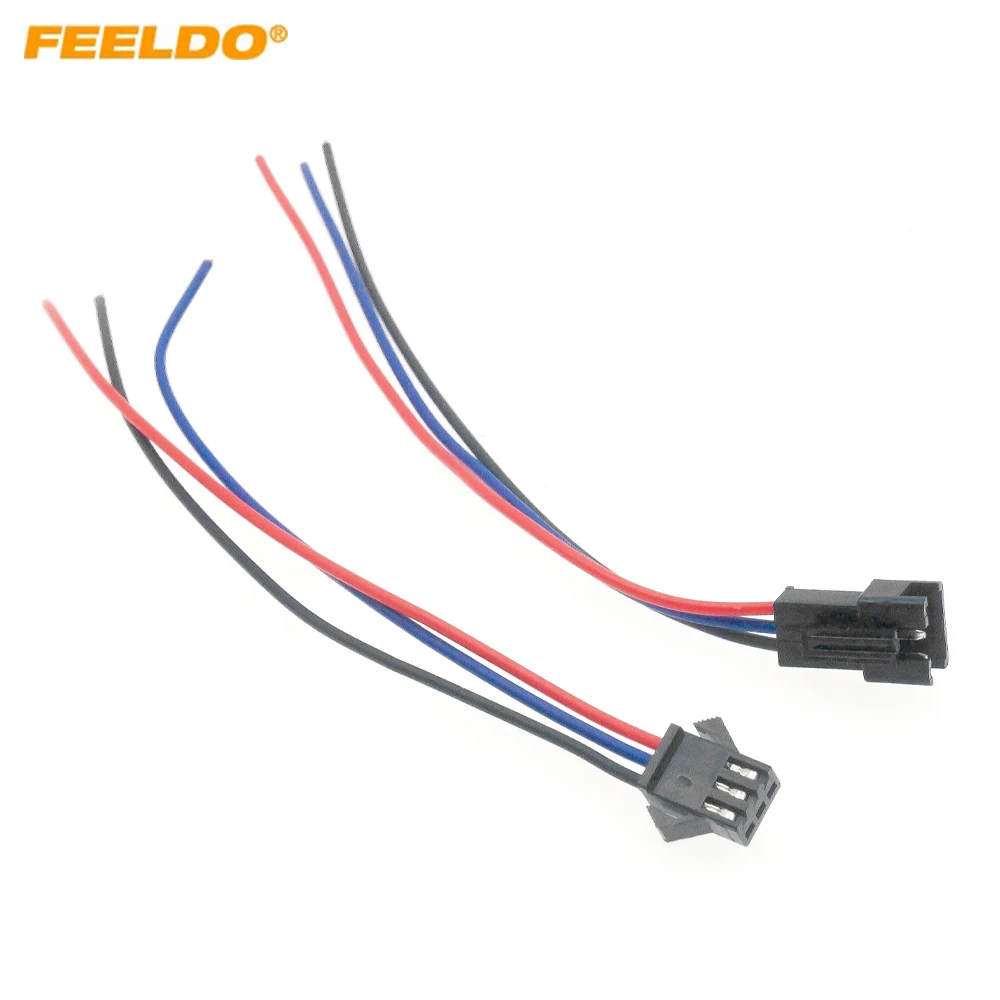 

FEELDO Car 3PIN Headlight Pigtail Terminal Male To Female Plug Connecting Wiring For Auto Projector Lens Modification DIY Wire