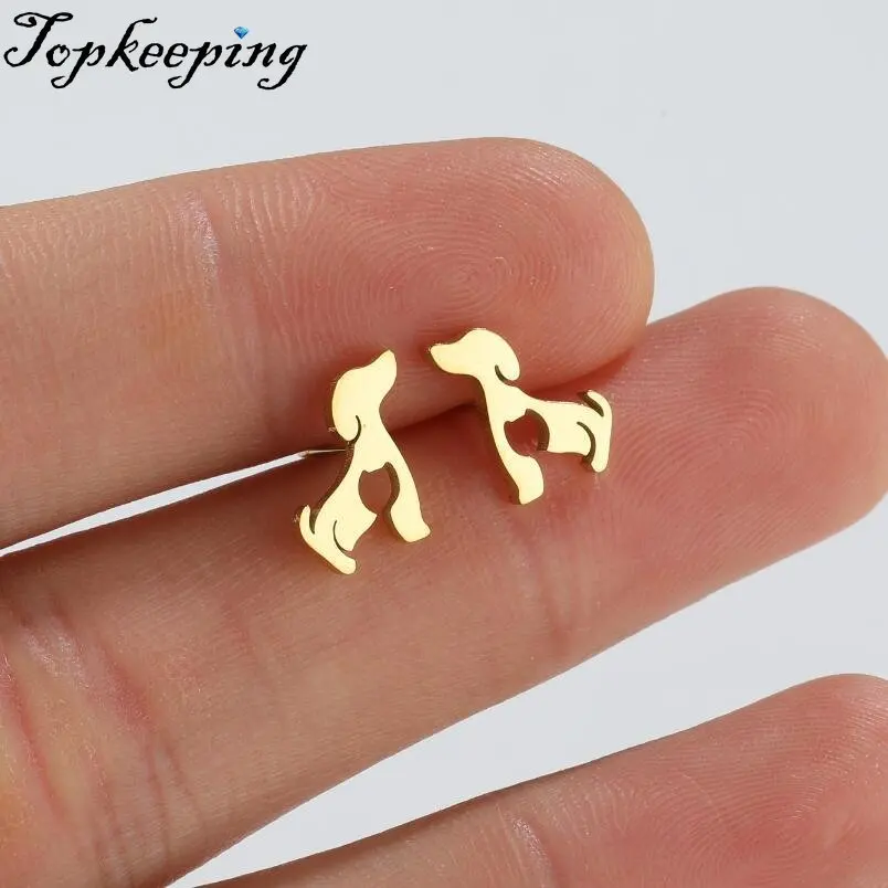 

Dog Stainless Steel Earrings for Women Fashion Hollow Ear Piercing Jewelry Wedding Studs Pendientes 1Pair