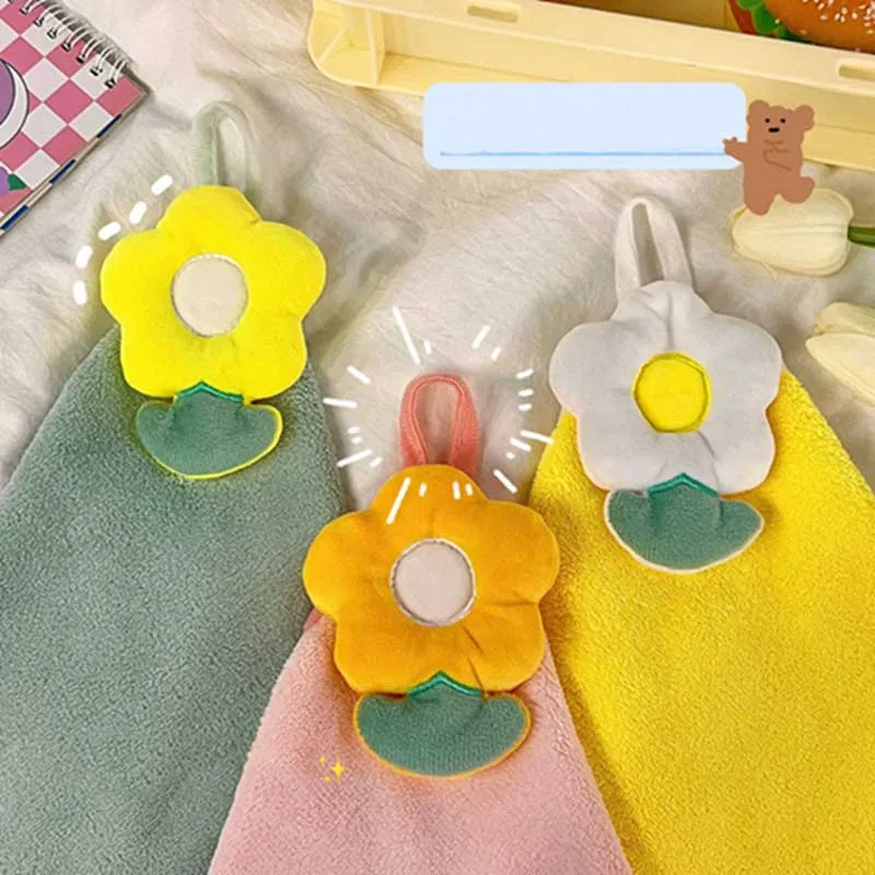 

Colorful Flower Hand towel household Cute absorbent Kitchen towel lazy rag wipe towel solid color children's hand towel Bathroom