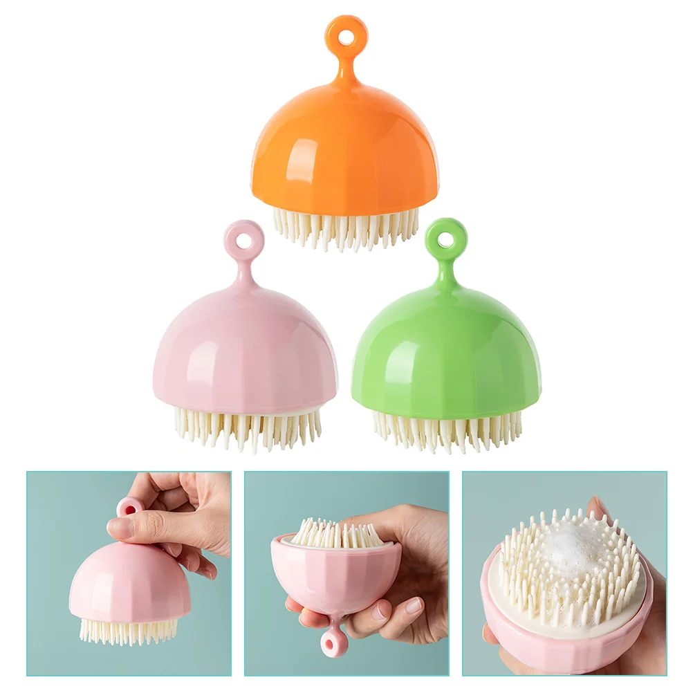 

Brush Scalp Silicone Scrubber Hair Head Shampoo Babydandruffergonomic Bathing Dry Exfoliator Washing Use Daily Comfortable