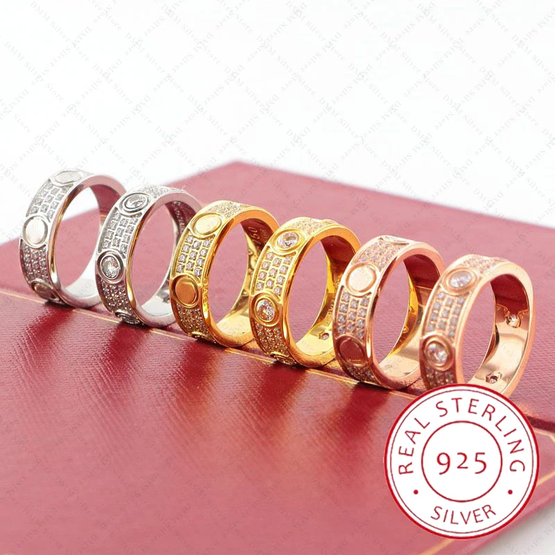 

Высококачественное классическое кольцо из серебра 925 пробы для влюбленных, три ряда роскошных брендов, для свадьбы, помолвки, для мужчин и женщин