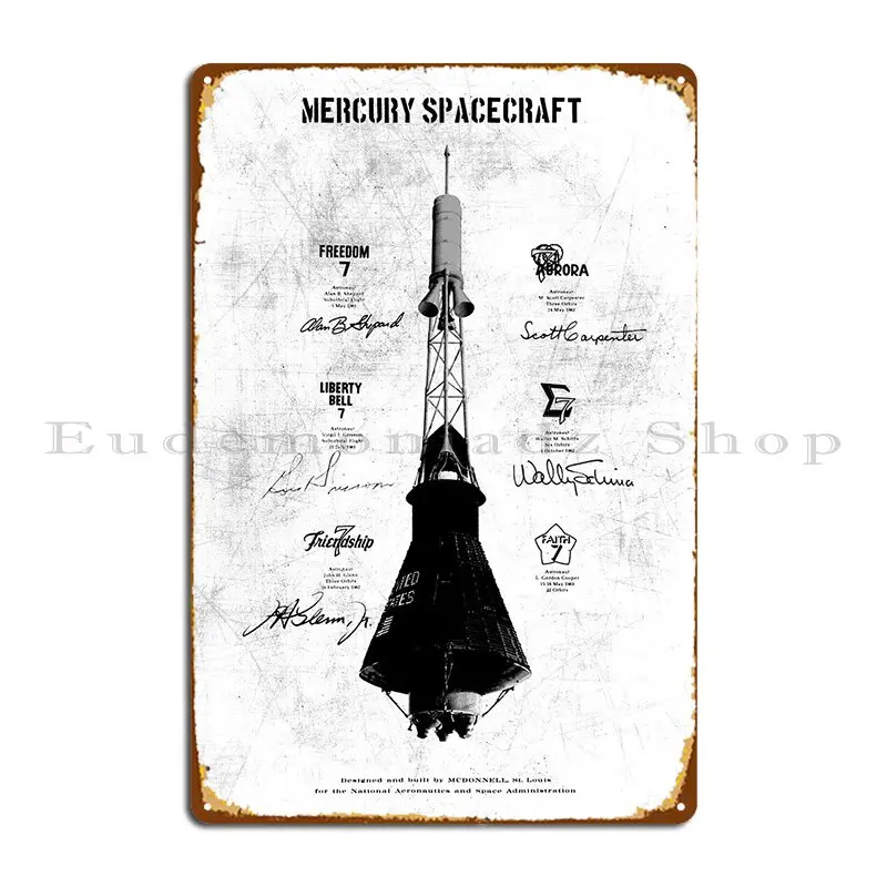 

Металлический плакат Mercury для космических кораблей, печатный плакат, настенный плакат, украшение, дизайн, оловянный плакат