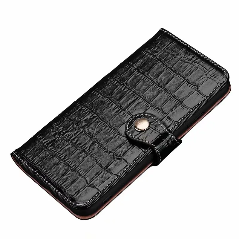 

Luxury Genuine Crocodile Pattern Leather Natural Skin Flip Phone Case For Iphone 13 12 Mini 11 Pro Max X Xs Xr 7 8 Plus Cover
