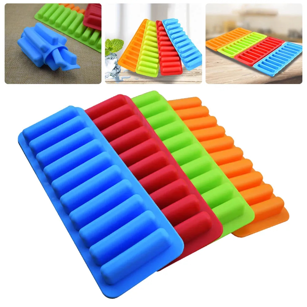 

10 Grids Ice Cube Trays Reusable Silicone Ice Cube Mold Long Slim Sticks Fits Sports Water Bottle Mould Ice Cream Maker
