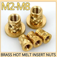 m2 m2 5 m3 m3 5 m4 m5 m6 m8 brass hot melt insert knurled flange copper nut thread heat molding injection embedment t type nut