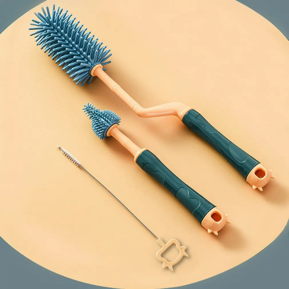 

Infant Bottle Cleaning Brushes Set Of 3 Pacifier Brush Bottle Brush Straw Brush Food Grade Silicone Brush 360 Degree Rotation