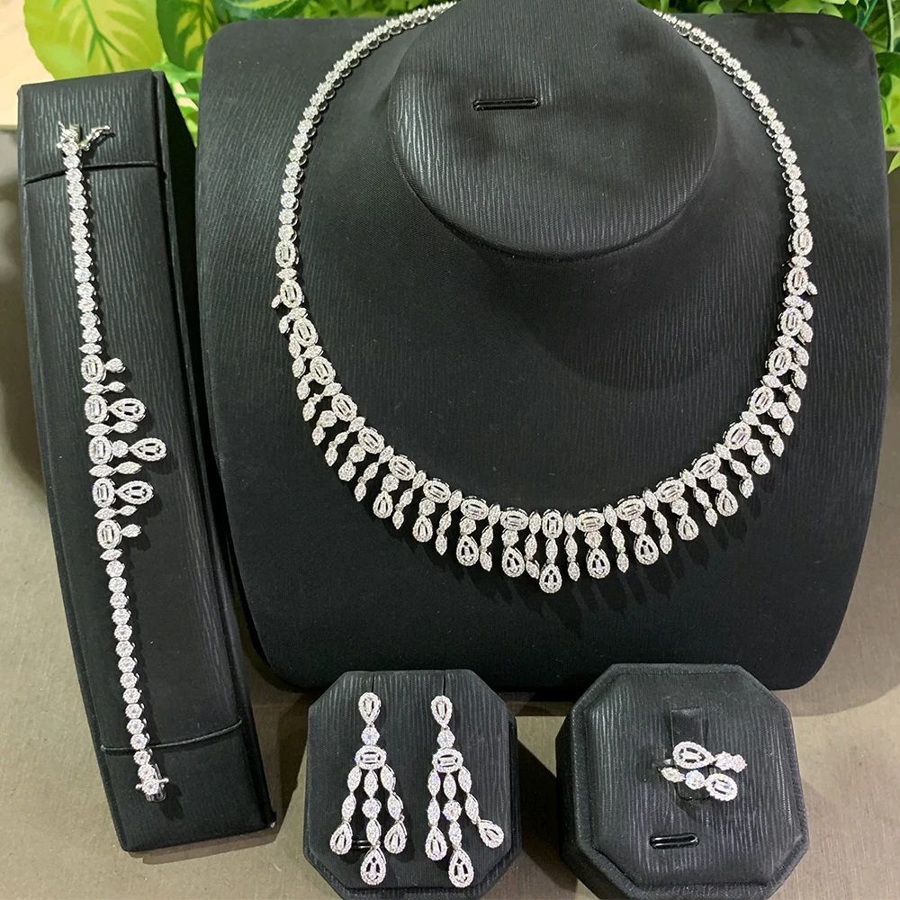 

TIRIM Luxury Necklace Set Cubic Zirconia Jewelry for Women Anniversary Dubai Bridal Necklace Sets Wedding Jewellry Accessories