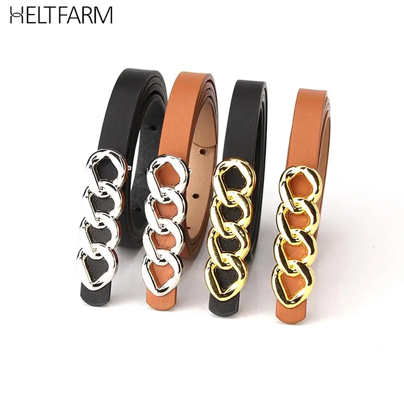 

Women Belt Alloy Chain Shape Buckle High Quality PU Leather Belts 2022 New Office Lady Belt For Uniform Hip Wrap Dress