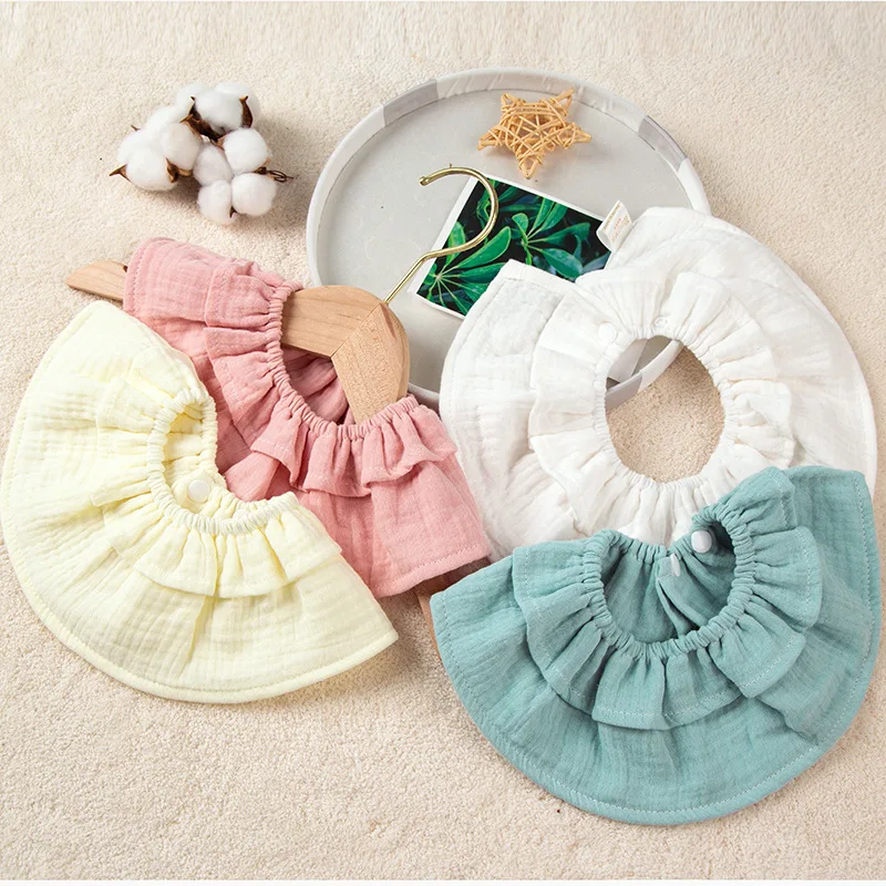 

Baby Bibs Cotton Gauze Ruffle Flower Toddler Bandana Feeding Burp Cloth Soft Newborn Infant Saliva Towel Baby Girl Accessories