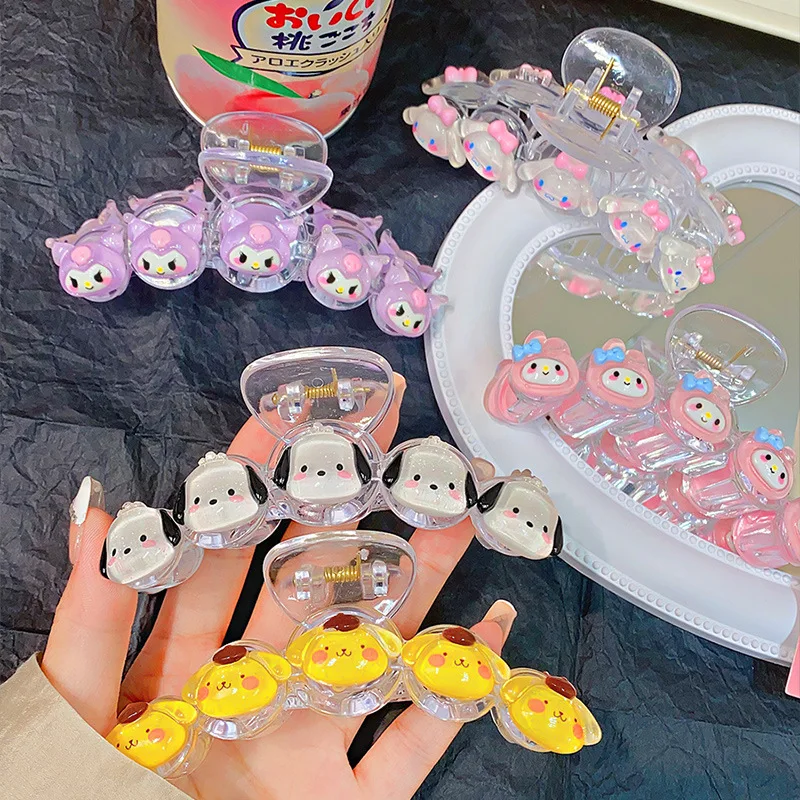 Kawaii Sanrio большой прозрачный тонкий блестящий зажим Kuromi Cinnamoroll моя мелодия