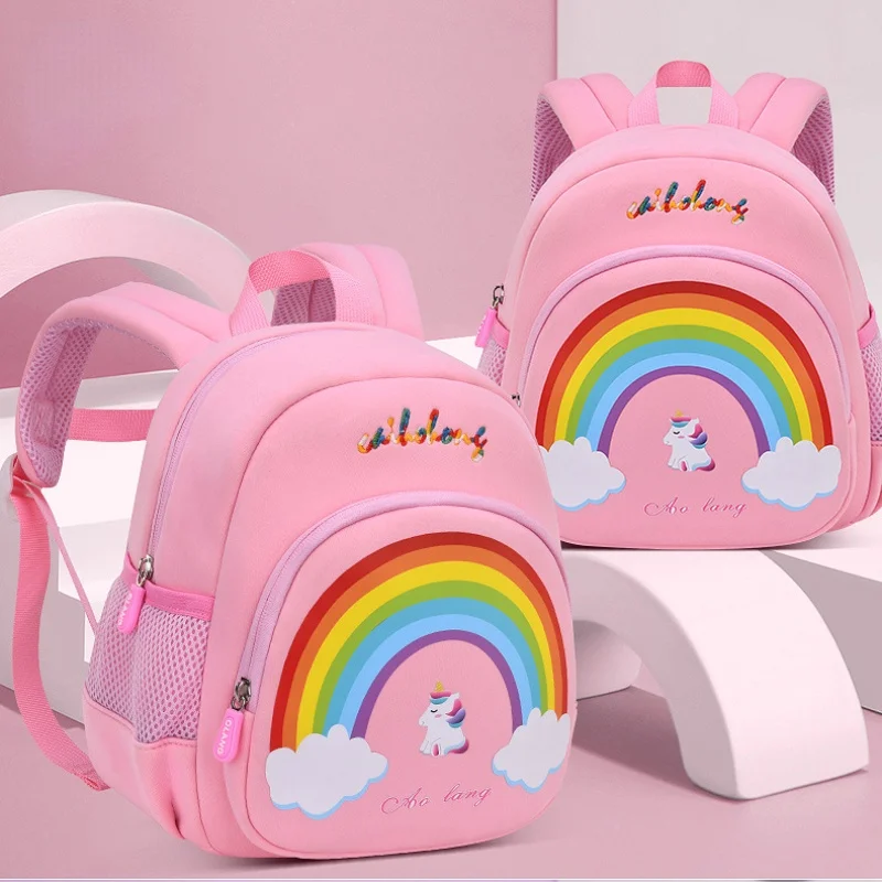 Children Rainbow Unicorn Cartoon Backpacks New Girls Boys Toddlers Baby Anti Lost Cute Schoolbags In Kindergarten Fashion Hot