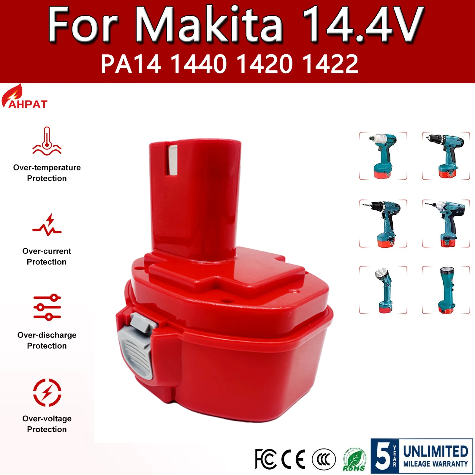 Сменный аккумулятор powtree 12800 мАч 14 4 В для Makita 1422 1420 1433 1434 1435 1435F PA14 6337d 6281d 6280D 8280d