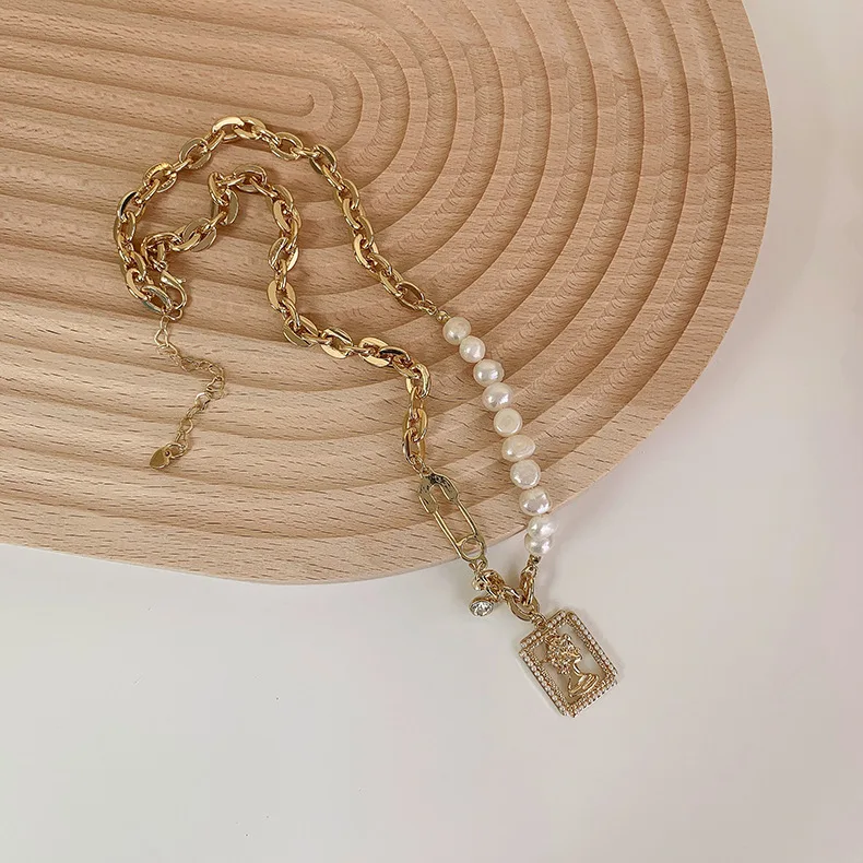 

Irregular Pearl Asymmetric Choker Necklaces Women Vintage Chain Necklaces & Pendants Gold Collar Collier Femme Jewelry collar