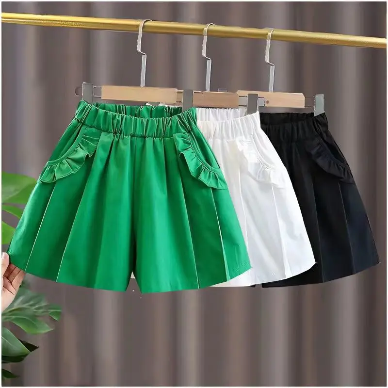 

2023 Kids Summer Shorts Solid Princess Shorts For Girls Fashion Girls Shorts Children Pants Girl Short Girls Clothing 2 -14 Year