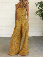 summer overalls women printed jumpsuits vonda 2022 cotton rompers wide leg pants holiday sleeveless jumpsuit party playsuits