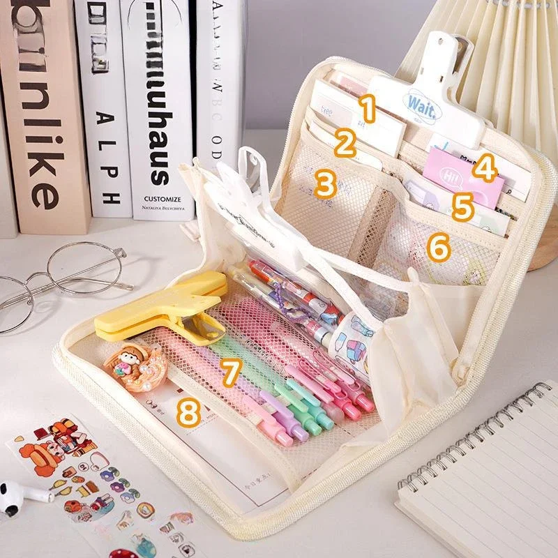 

Вместительная двухслойная сумка для карандашей в стиле Ins, коробка для ручек в форме книги, на молнии, фотоальбом, канцелярские принадлежности, офисные и школьные принадлежности