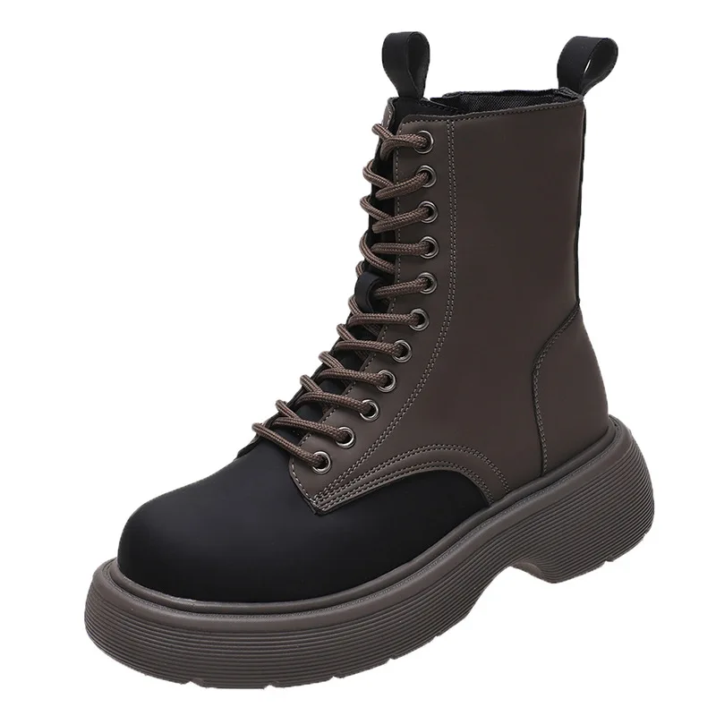 

Ботинки женские осенние 2022 новые модные трендовые повседневные туфли на платформе женская массивная обувь на боковой молнии со шнуровкой Ж...