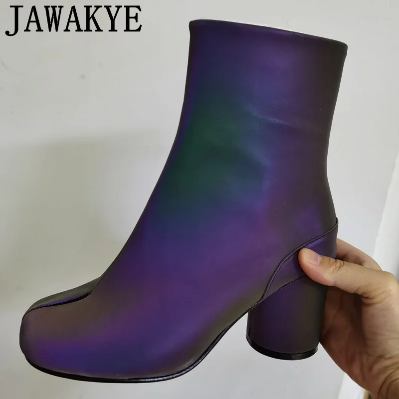 

Ботинки женские до середины икры, из натуральной кожи вечерние с разрезом