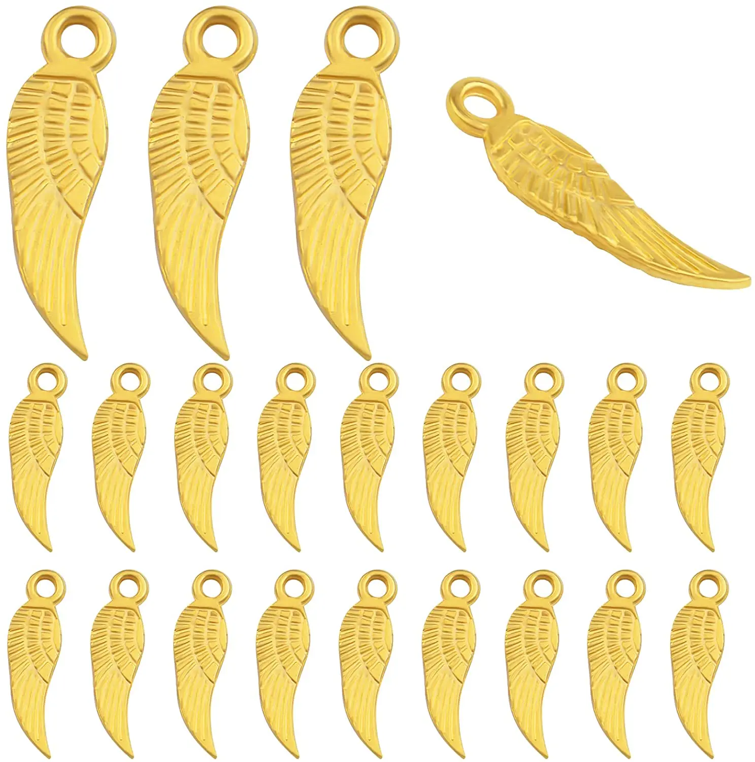 

100 шт., позолоченные подвески в виде крыльев