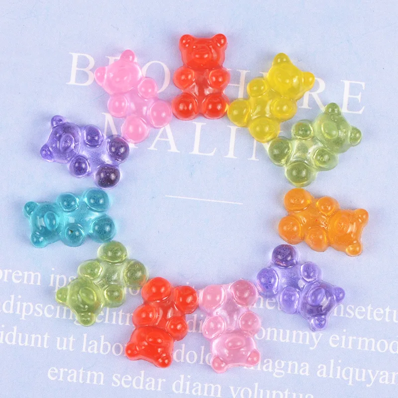 

10pcs Gummy Bear Flat Back Resin DIY Craft Material For Decoration Jewelry Making Supplies Pendant Nail Earring Accessories 3D