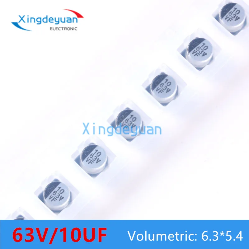 

10 шт. высококачественные микросхемы, Алюминиевые Электролитические Конденсаторы 63 в 10 мкФ 6,3*5,4 мм SMD электролитические конденсаторы