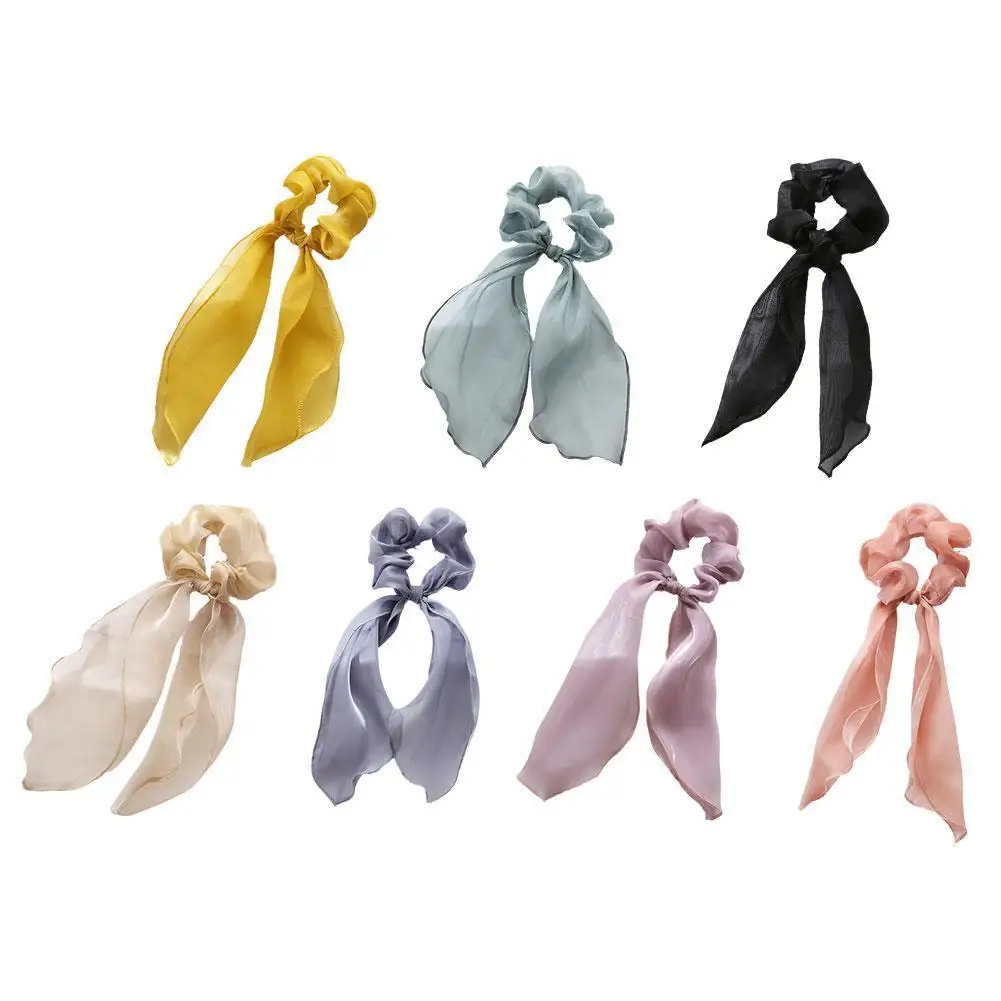

Woman Elegant Satin Elastic Bow Long Ribbon Hair Tie Color Ponytail Scarf Hair Tie Girl Fashion Headwear Gift