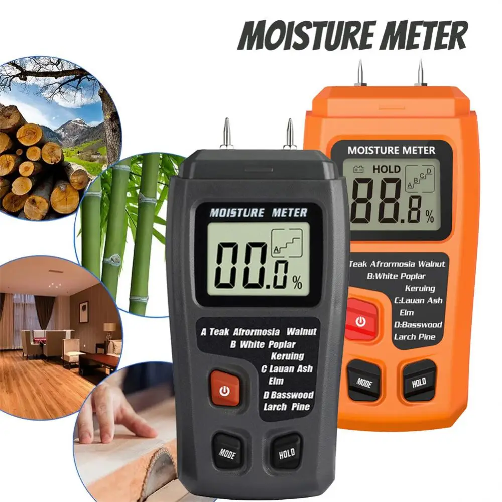 

EMT01 0-99.9% Wood Moisture Meter Wood Humidity Tester Hygrometer Timber Damp Detector Tree Density Digital Tester