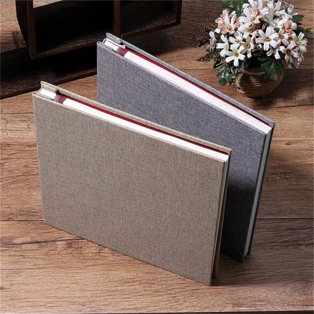

16-inch 20-page self-adhesive hoto lbum DIY crapbook antique linen cover personalized hoto lbum making wedding lbum