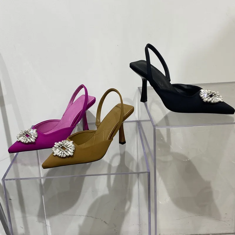 

Sandals women Baotou pointed rhinestone fashion new all-match simple high-heeled casual shoes high heels women shoes