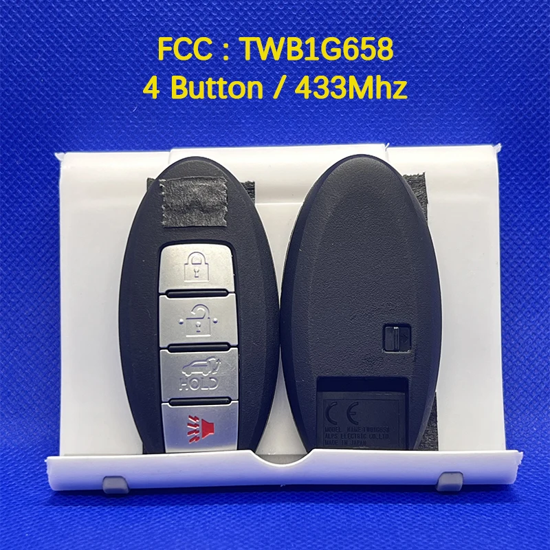 

CN021016 OEM 4-кнопочный брелок с дистанционным управлением без чипа 433 МГц FCC TWB1G658 Keyless Go для N-issan Armada 2008-2014