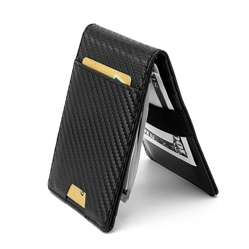 

Fashion Ribbon Card Fiber Cash New Money Clips Luxury Holder For Men's Wallet Male Credit Carbon Elastic Purse Leather Slots