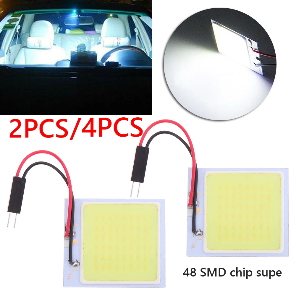 

2/4pcs 12V Auto Interior Reading Car Door Lights Bulb 48SMD Dome Festoon Brake License Vehicle Panel COB LED Trunk Lamp
