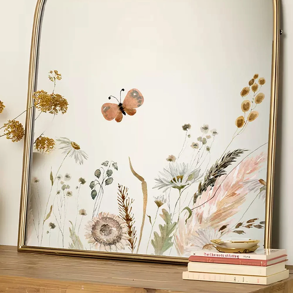 Настенные стикеры в стиле бохо с изображением диких цветов для кухни стеклянный