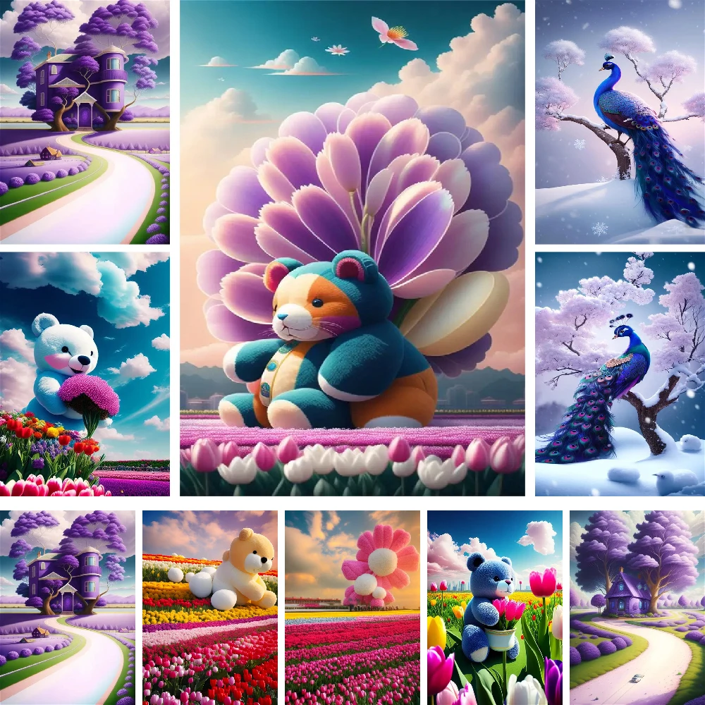 Animal Flowers Картины По Номерам Картина По Номерам По Фото Краски Акриловые DIY Вышивка Крестом Наборы Набор Для Творчества Настенное Искусство Детский Подарок Оптовая Бесплатная Доставка 2023 ГОРЯЧИЙ