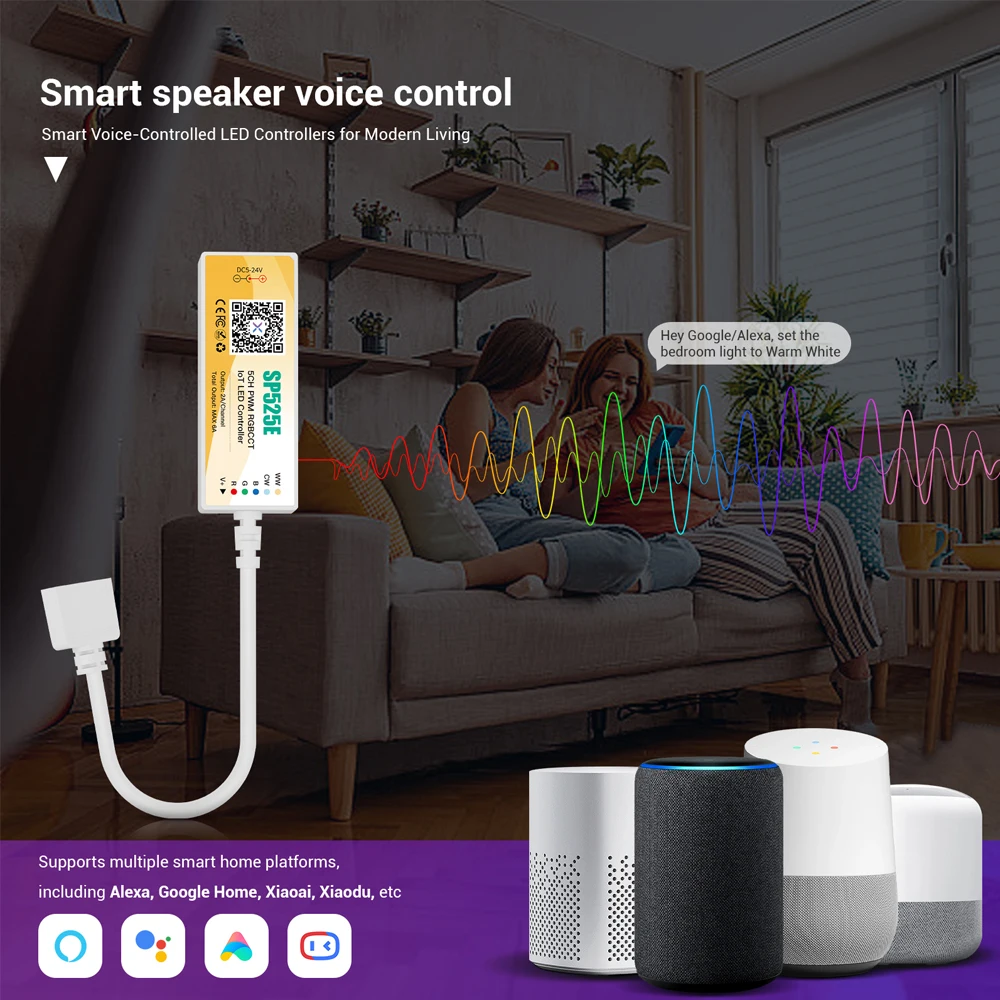 Фото 5-канальный светодиодный контроллер PWM RGBCCT, Bluetooth, Wi-Fi, двойной режим, умное голосовое управление, Alexa, совместимое с Google Home, синхронизация музыки, приложение Banlanx №3
