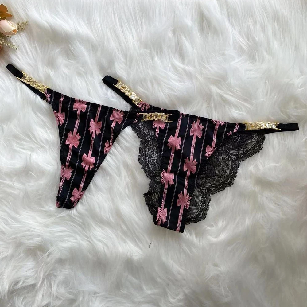 New women's underwear thong two pieces sexy low waist rhinestone women's thong women's underwear free shipping