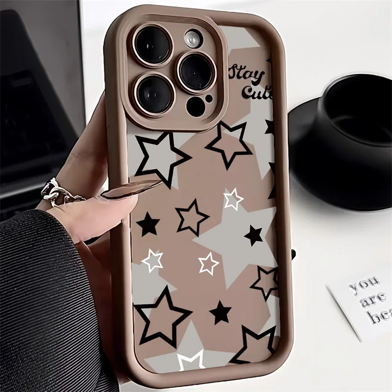 Star Heart Painted Phone Case For Xiaomi Poco X6 X5 Pro Redmi 13C 12C 11A 12 10C 10 9A 9C 9T 9i 9 Mi 11 Lite Protective Cover