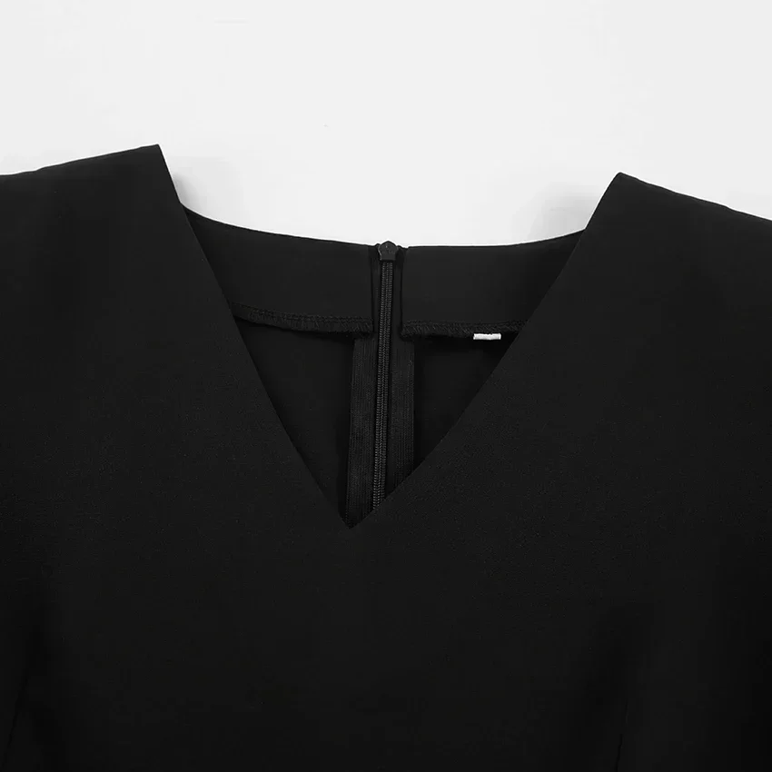 Женское ажурное платье с V-образным вырезом маленькое черное офисное