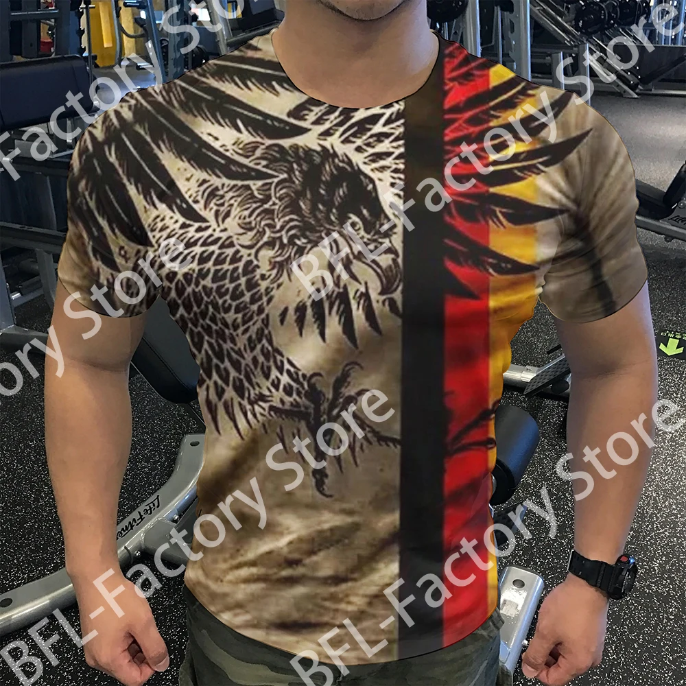 

2023 Summer New Man T-shirt 3D Eagle Printing T Shirt Man Short Sleeve Vintage Fashion Casual Tops Man Oversized Sports T-Shirts