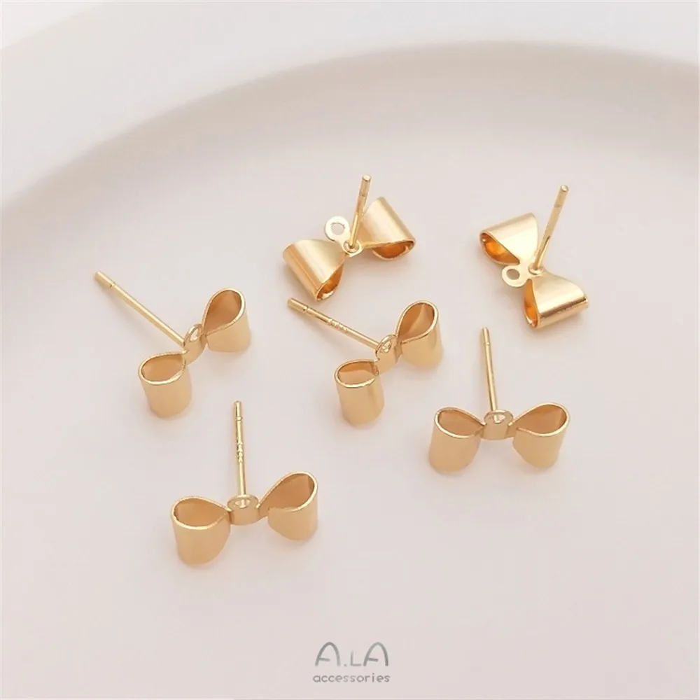 

S925 Silver needle bow strap Hanging earrings 14K gold color handmade diy earrings accessories earrings accessories materials