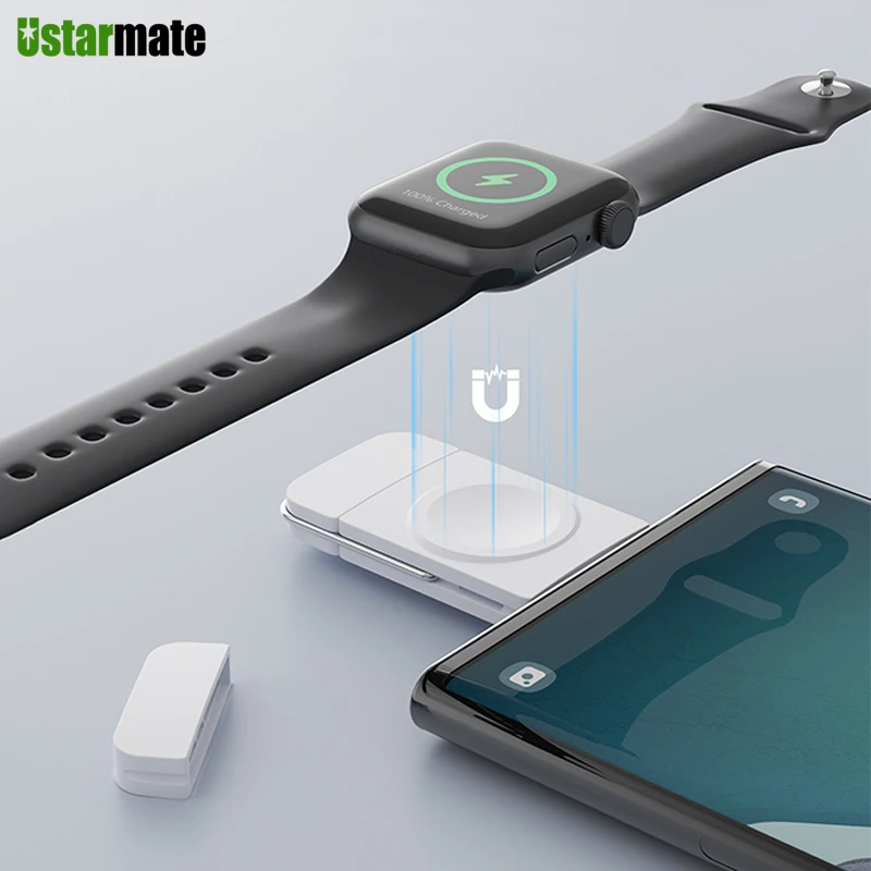 Портативное беспроводное зарядное устройство для Apple iWatch series 8 7 6 SE 5 4 3, магнитная зарядная док-станция, подставка, USB зарядное устройство для iWatch 8