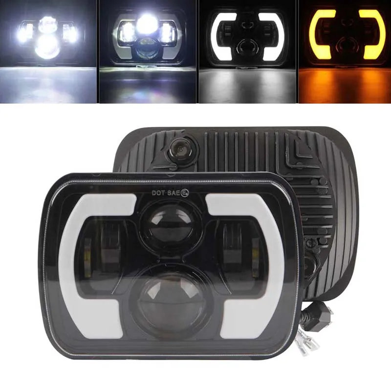 

For Jeep Wrangler YJ Cherokee XJ Headlight 7 Inch LED Headlights Type C With Turning Daytime Running Lamp Off-Road Car LED Light