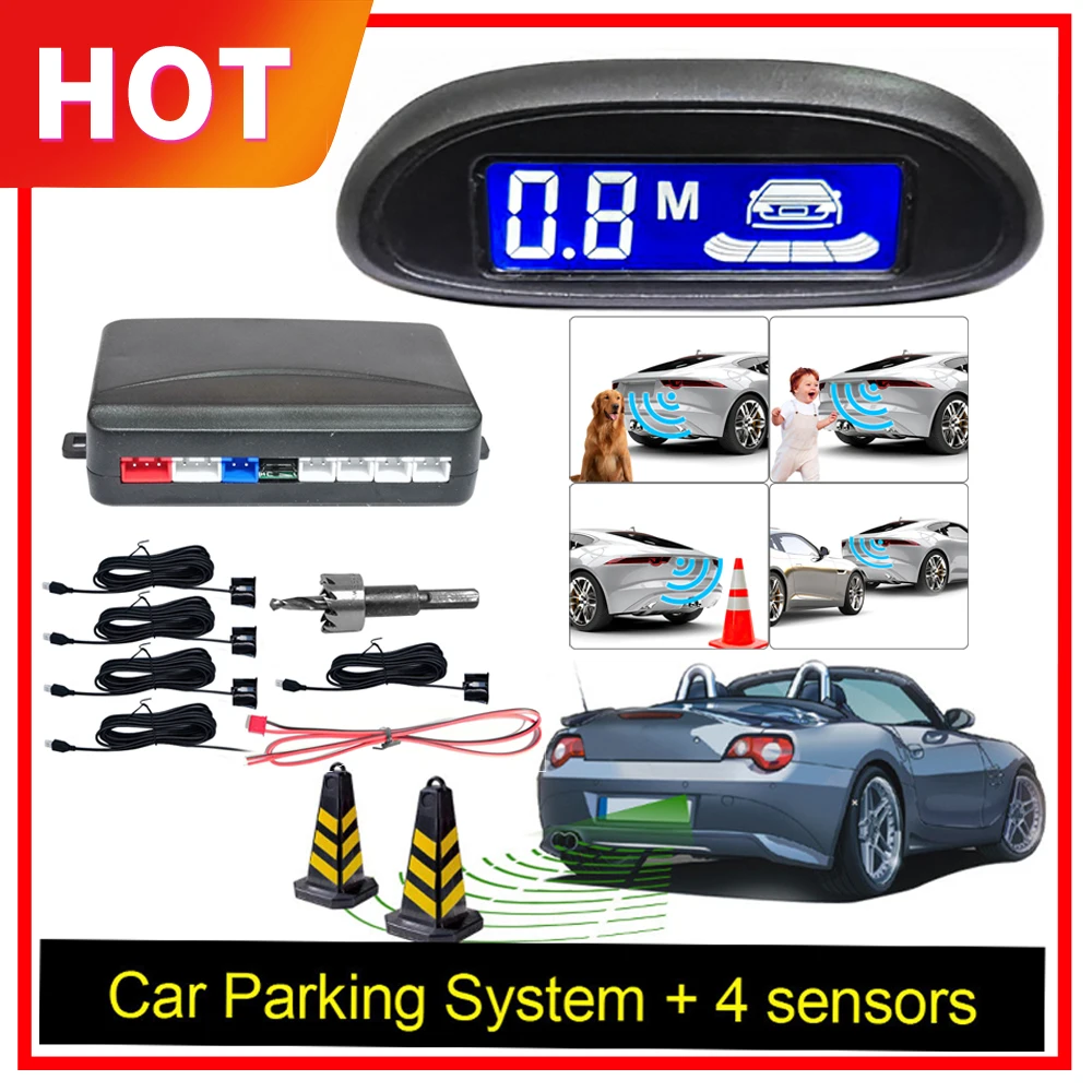 

Car Parktronic Ultrasonic Parking Radar Reverse Sensor With 4-Park Sensors LED Backlight Screen Monitoring System Car Electronic