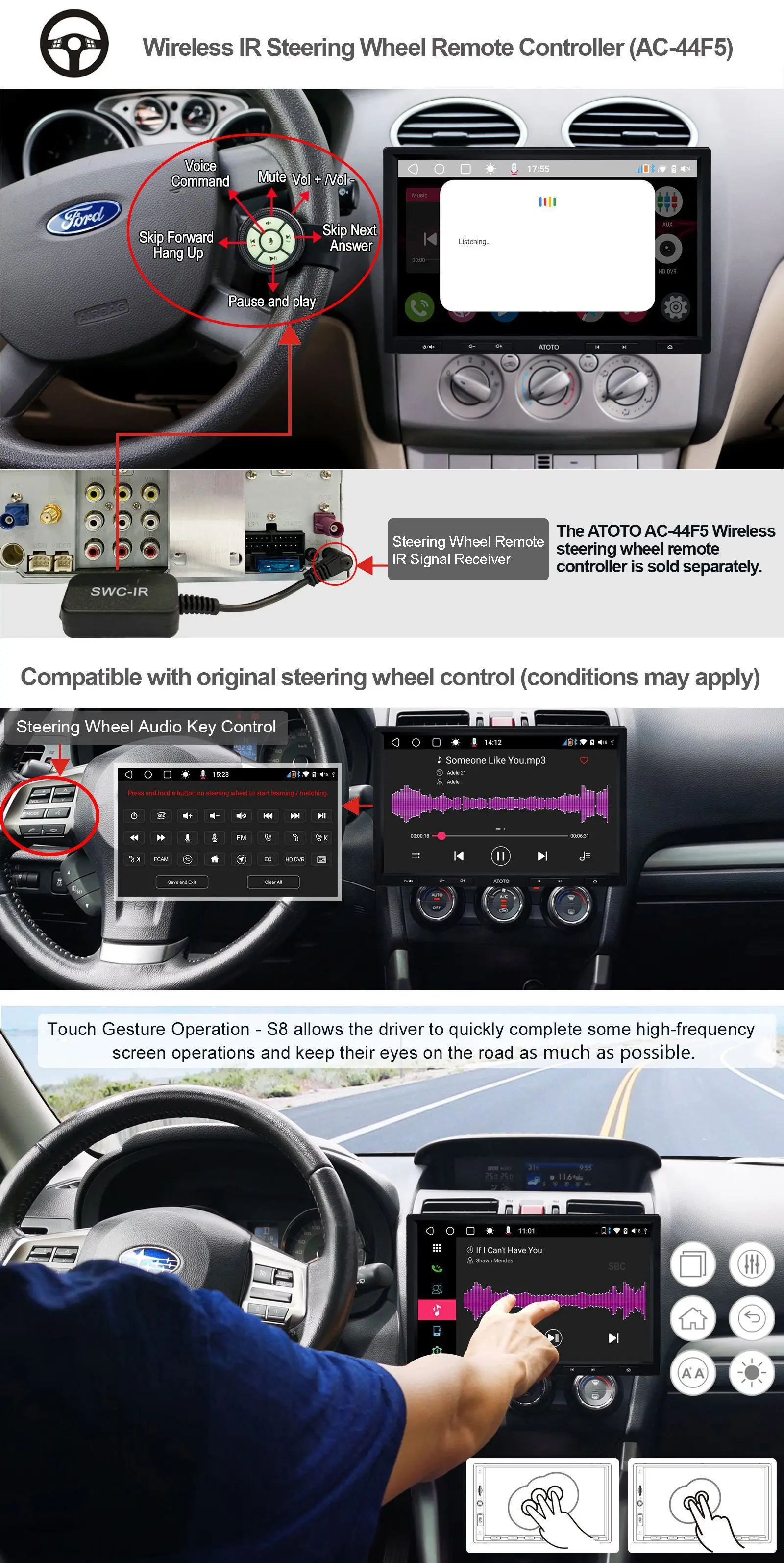 ATOTO S8 Премиум 10 дюймов плавающий QLED дисплей 2 Din Android автомобильный GPS-навигатор