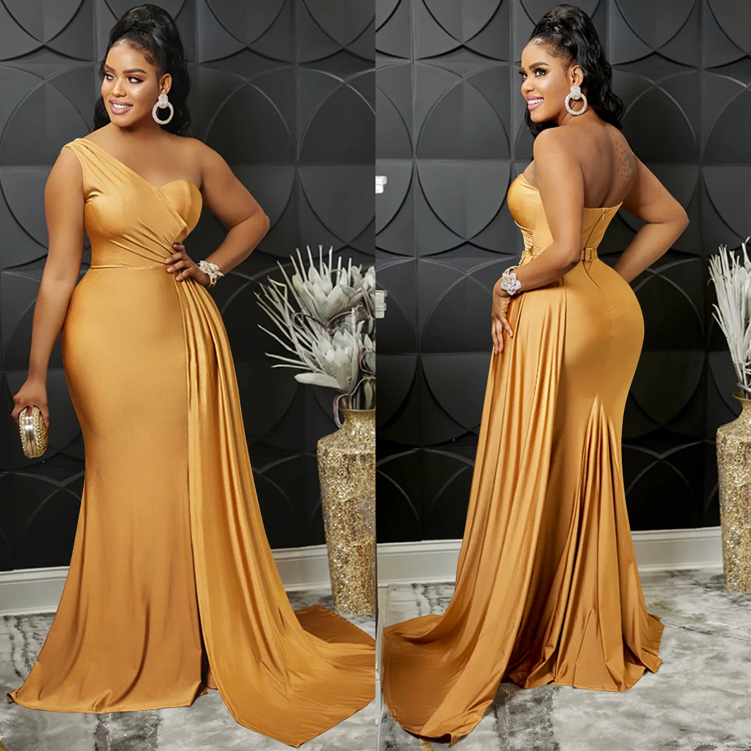 

Casaul Women Party Night Dress One Shoulder Bodycon Sleeveless Solid Color Streetwear Dresses For Women Vestidos