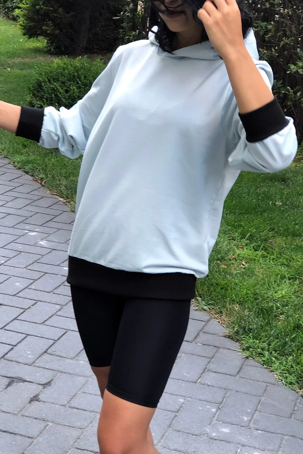 

Blue Two Thread Sweatshirts Casual Hooded Sweatshirt Women Spring Autumn Pullover 2022 Femme Fashion Hoodies Lady Style Pullover