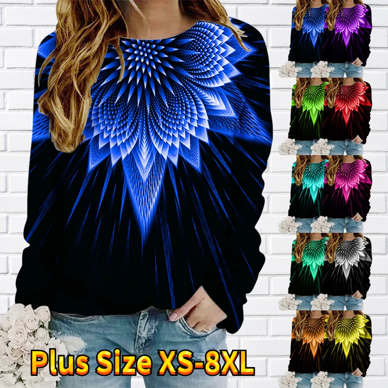 

2022 New Sweater Vintage Top Autumn Casual T-shirt Women Round Neck Vintage Prints Long Sleeve Winter Daily Street Pullover