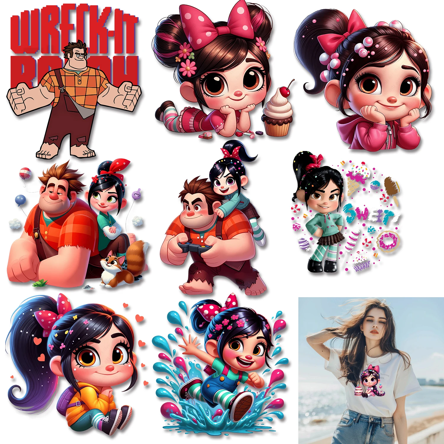 Disney Wreck-It Ralph Vanellope von Schweetz игривые наклейки железные нашивки аппликация для ткани