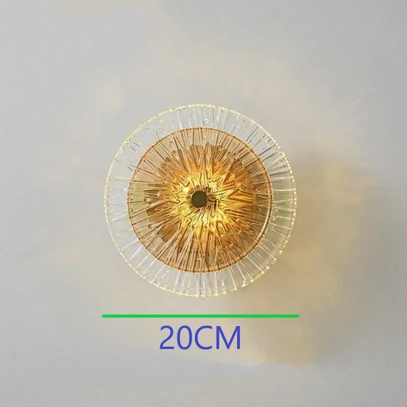 Скандинавские стеклянные хрустальные круглые настенные светильники с пластинами, внутренние бра, светильники для спальни, прикроватные украшения дома, роскошные светодиодные настенные светильники