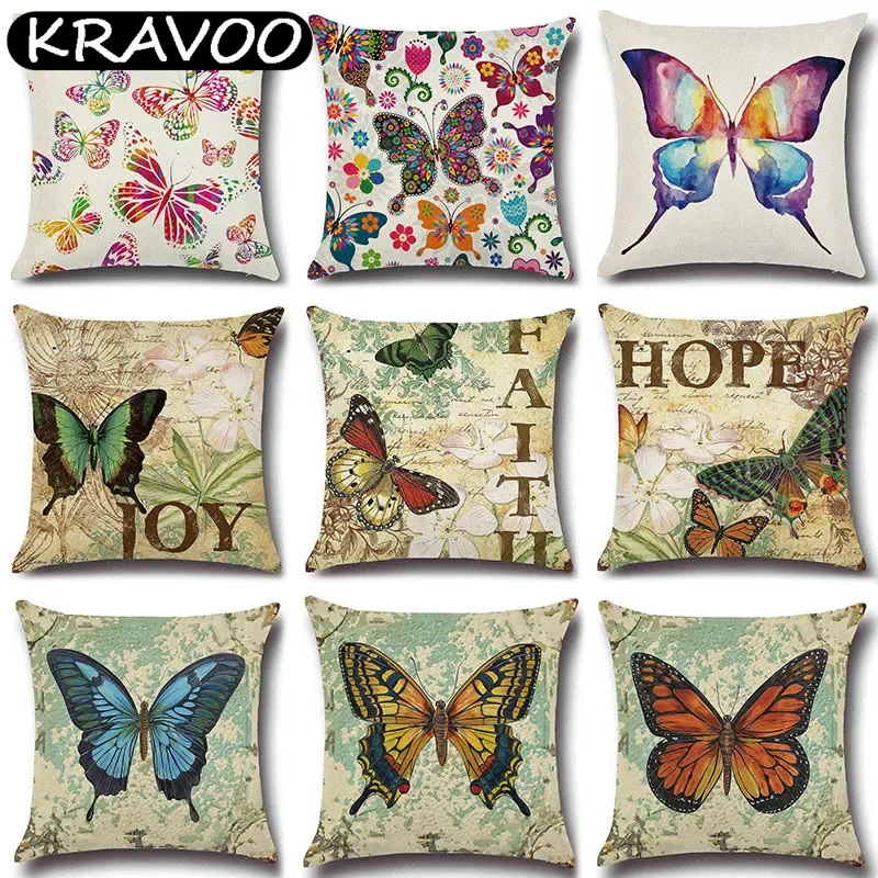 

1 шт., декоративная подушка в виде бабочки из хлопка и льна